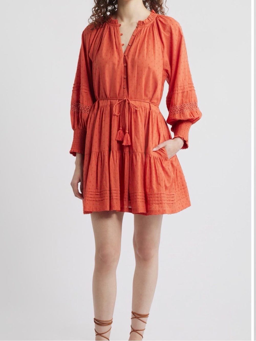 NWT Cleobella Meadow Mini Dress Organic Cotton Dobby Terracotta Boho Size L